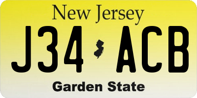 NJ license plate J34ACB