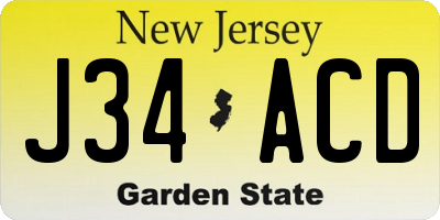 NJ license plate J34ACD