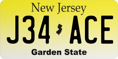 NJ license plate J34ACE