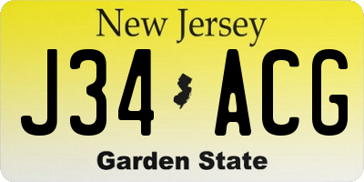 NJ license plate J34ACG