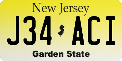 NJ license plate J34ACI