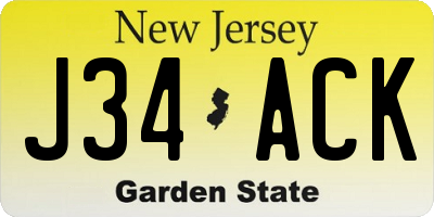 NJ license plate J34ACK