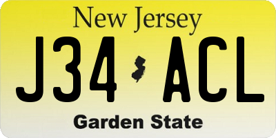 NJ license plate J34ACL