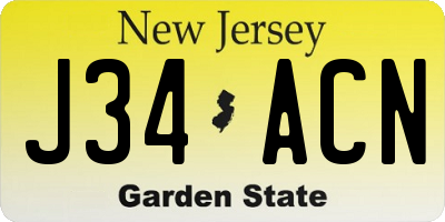 NJ license plate J34ACN