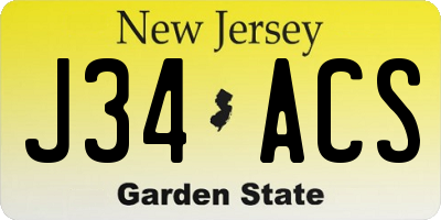 NJ license plate J34ACS