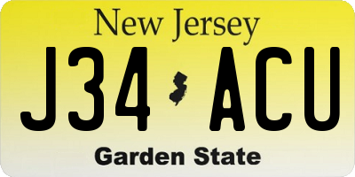 NJ license plate J34ACU