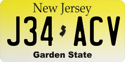 NJ license plate J34ACV