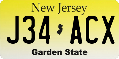 NJ license plate J34ACX