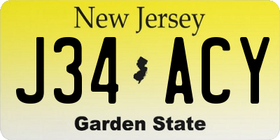 NJ license plate J34ACY