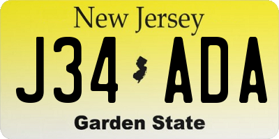 NJ license plate J34ADA