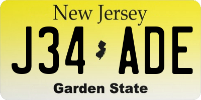 NJ license plate J34ADE