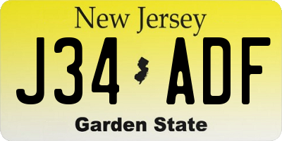 NJ license plate J34ADF