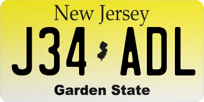 NJ license plate J34ADL