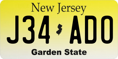 NJ license plate J34ADO