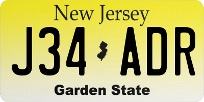 NJ license plate J34ADR