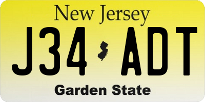 NJ license plate J34ADT