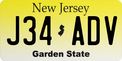 NJ license plate J34ADV