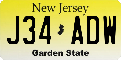 NJ license plate J34ADW