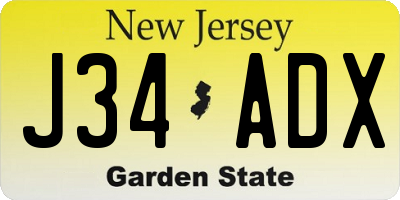 NJ license plate J34ADX