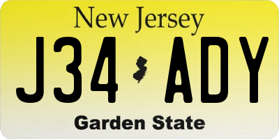 NJ license plate J34ADY