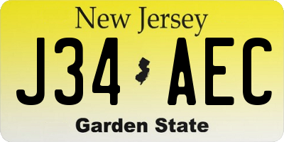 NJ license plate J34AEC
