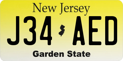 NJ license plate J34AED