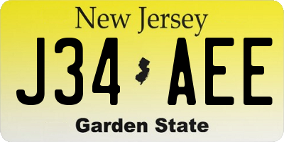 NJ license plate J34AEE