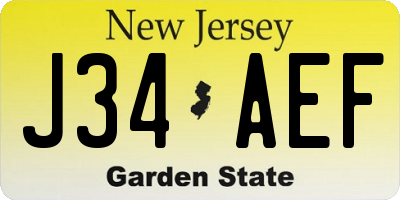 NJ license plate J34AEF