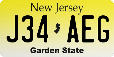 NJ license plate J34AEG