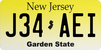 NJ license plate J34AEI