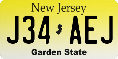 NJ license plate J34AEJ