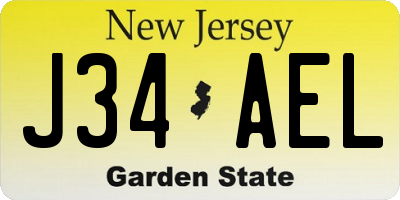 NJ license plate J34AEL