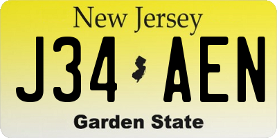 NJ license plate J34AEN