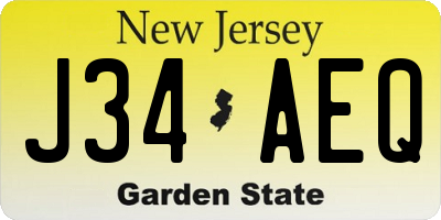 NJ license plate J34AEQ