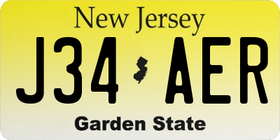 NJ license plate J34AER