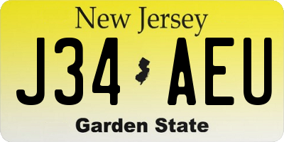 NJ license plate J34AEU