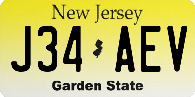 NJ license plate J34AEV