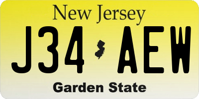 NJ license plate J34AEW