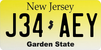 NJ license plate J34AEY