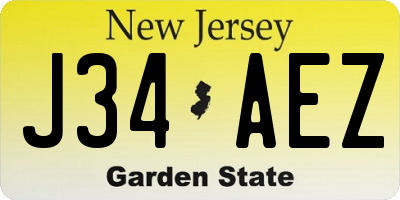 NJ license plate J34AEZ