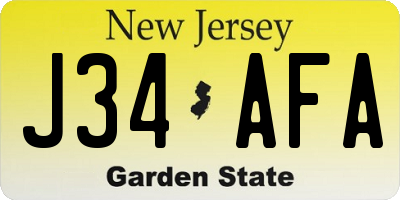 NJ license plate J34AFA