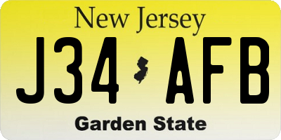 NJ license plate J34AFB