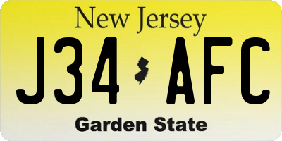 NJ license plate J34AFC