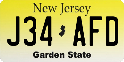 NJ license plate J34AFD