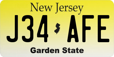 NJ license plate J34AFE