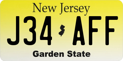 NJ license plate J34AFF