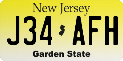 NJ license plate J34AFH