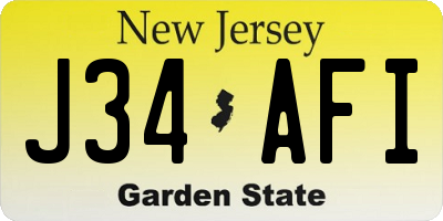 NJ license plate J34AFI