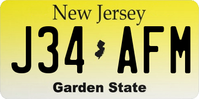 NJ license plate J34AFM