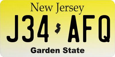 NJ license plate J34AFQ
